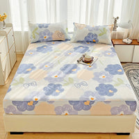 HKM-317075 Brushed Single-Layer Fitted Sheet with 2 Pillowcases - Mattress Protective Cover