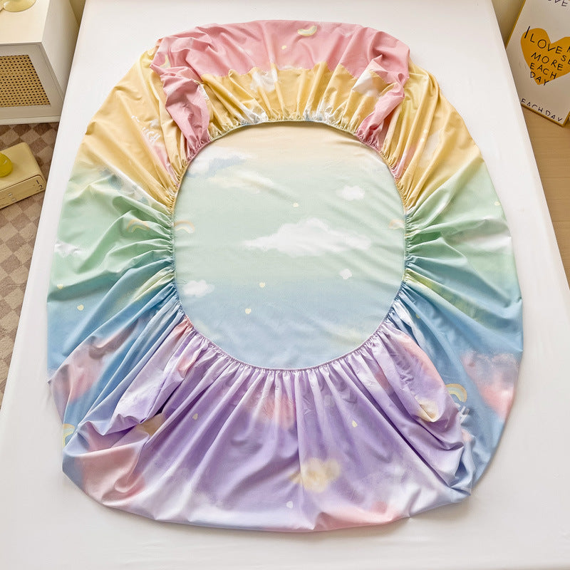 KTX-317075 Brushed Single-Layer Fitted Sheet with 2 Pillowcases - Mattress Protective Cover