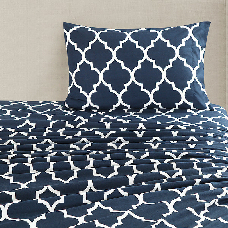 HKM-317267 Classic Geometric Four-Piece Bedding Set in Various Sizes for Modern Simplicity