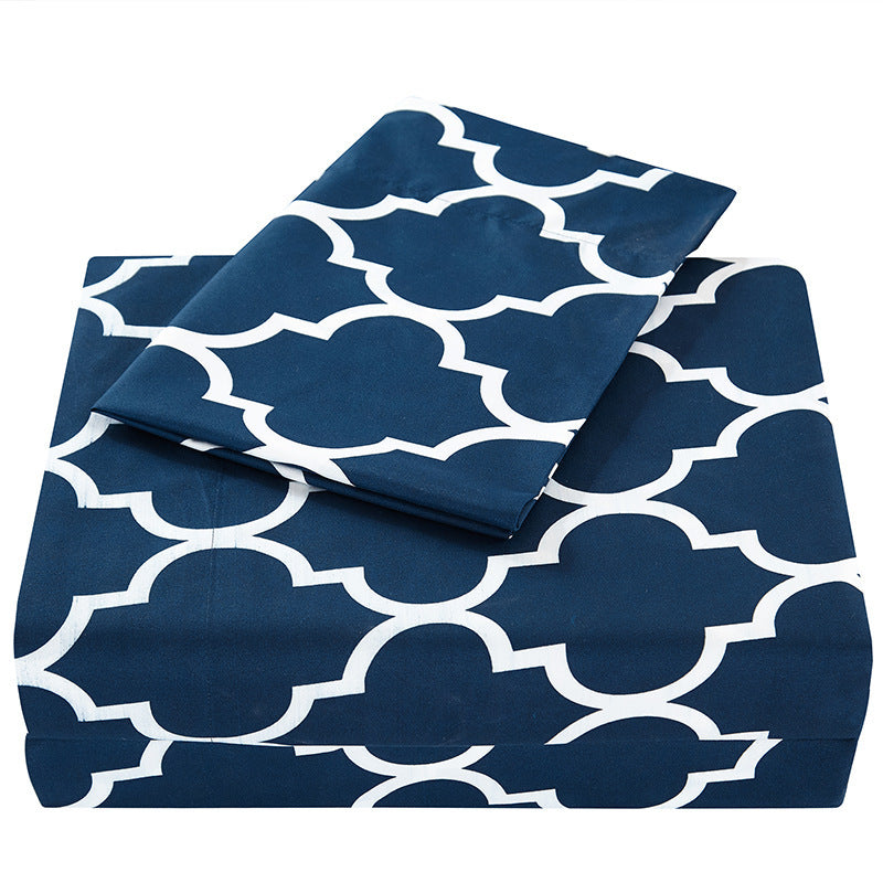 HKM-317267 Classic Geometric Four-Piece Bedding Set in Various Sizes for Modern Simplicity