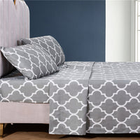 HKM-317267 Classic Geometric Four-Piece Bedding Set in Various Sizes for Modern Simplicity