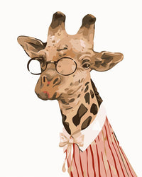HKM-317267 Hand-Painted Digital Oil Painting Giraffe Art for Home Decoration - 40x50cm Canvas