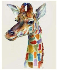 HKM-317267 Hand-Painted Digital Oil Painting Giraffe Art for Home Decoration - 40x50cm Canvas