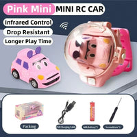 HKM-317267 Mini Remote Control Car with Watch Controller - USB Rechargeable Cartoon Racing Toy for Ages 5 and Up