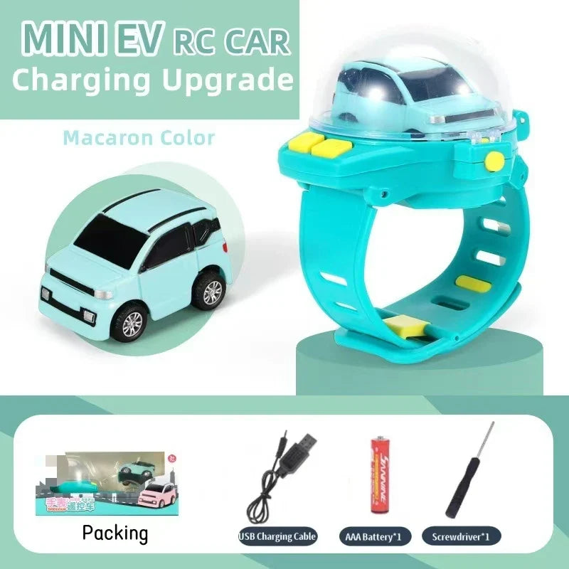 HKM-317267 Mini Remote Control Car with Watch Controller - USB Rechargeable Cartoon Racing Toy for Ages 5 and Up