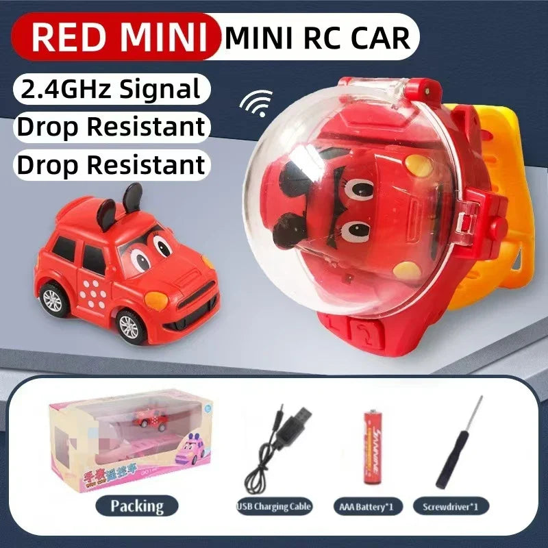 HKM-317267 Mini Remote Control Car with Watch Controller - USB Rechargeable Cartoon Racing Toy for Ages 5 and Up