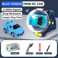 HKM-317267 Mini Remote Control Car with Watch Controller - USB Rechargeable Cartoon Racing Toy for Ages 5 and Up