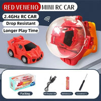 HKM-317267 Mini Remote Control Car with Watch Controller - USB Rechargeable Cartoon Racing Toy for Ages 5 and Up