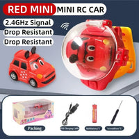 HKM-317267 Mini Remote Control Car with Watch Controller - USB Rechargeable Cartoon Racing Toy for Ages 5 and Up