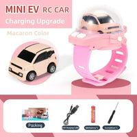 HKM-317267 Mini Remote Control Car with Watch Controller - USB Rechargeable Cartoon Racing Toy for Ages 5 and Up