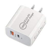 HKM-317331 18W PD Fast Charging Travel Charger with QC3.0 - Input 100V, Output 5/9/12V, 3600mA, White