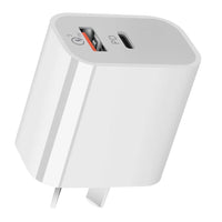 HKM-317331 18W PD Fast Charging Travel Charger with QC3.0 - Input 100V, Output 5/9/12V, 3600mA, White