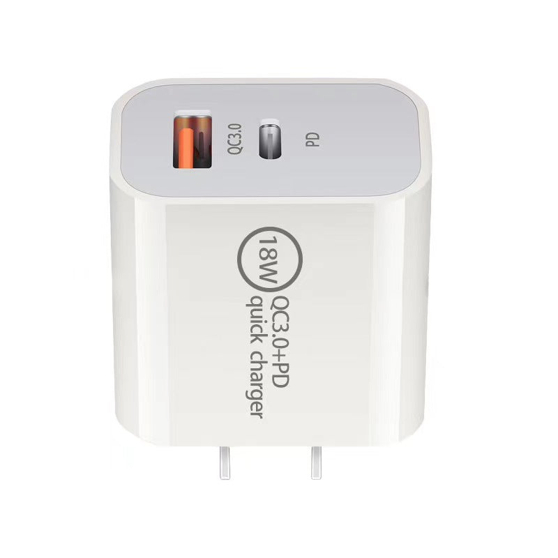 HKM-317331 18W PD Fast Charging Travel Charger with QC3.0 - Input 100V, Output 5/9/12V, 3600mA, White