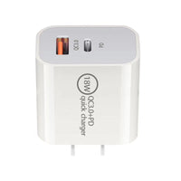 HKM-317331 18W PD Fast Charging Travel Charger with QC3.0 - Input 100V, Output 5/9/12V, 3600mA, White