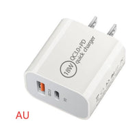 HKM-317331 18W PD Fast Charging Travel Charger with QC3.0 - Input 100V, Output 5/9/12V, 3600mA, White