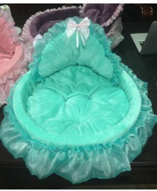 HKM-317459 Lace Pet Nest for Cats - Cozy Winter and Summer Kennel in Pink, Purple, Green, Gray