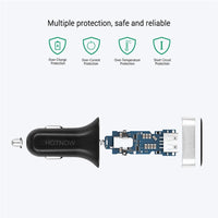 HKM-317459 Smart USB Car Charger with LED Display for Real-Time Battery Monitoring and Fast Charging Support