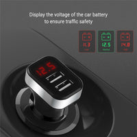 HKM-317459 Smart USB Car Charger with LED Display for Real-Time Battery Monitoring and Fast Charging Support