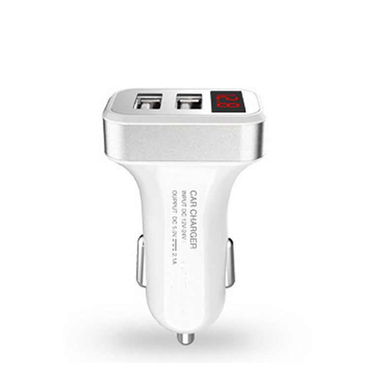 HKM-317459 Smart USB Car Charger with LED Display for Real-Time Battery Monitoring and Fast Charging Support