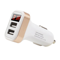 HKM-317459 Smart USB Car Charger with LED Display for Real-Time Battery Monitoring and Fast Charging Support