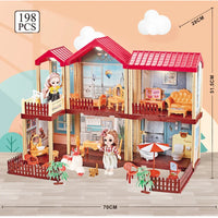 HKM-317523 2-Storey DIY Miniature Doll Villa with LED Lights - Hand-Assembled Toy House for Ages 6 and Up