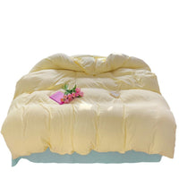 HKM-317587 Washed Cotton Four-Piece Duvet Cover and Sheet Set in Solid Colors