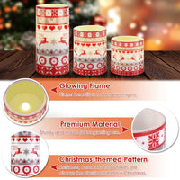 HKM-317715 Christmas Flameless LED Candles with Deer Design, Flickering Light Modes, Remote Control & Timer, Battery Operated
