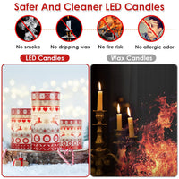 HKM-317715 Christmas Flameless LED Candles with Deer Design, Flickering Light Modes, Remote Control & Timer, Battery Operated