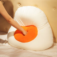 HKM-317715 Plush Poached Egg Pillow Cushion with Foam Filling and Emoji Bun Design