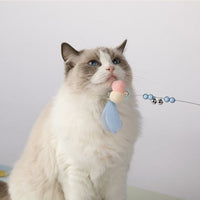 HKM-317907 Feather Cat Teaser Stick Set - Flexible, Bite-Resistant Cat Toys in Pink, Blue, Grey