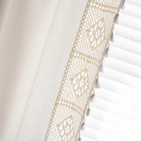 HKM-317971 Handmade Cotton Linen Semi-Transparent Partition Curtain with Crochet tassels