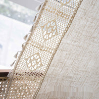 HKM-317971 Handmade Cotton Linen Semi-Transparent Partition Curtain with Crochet tassels