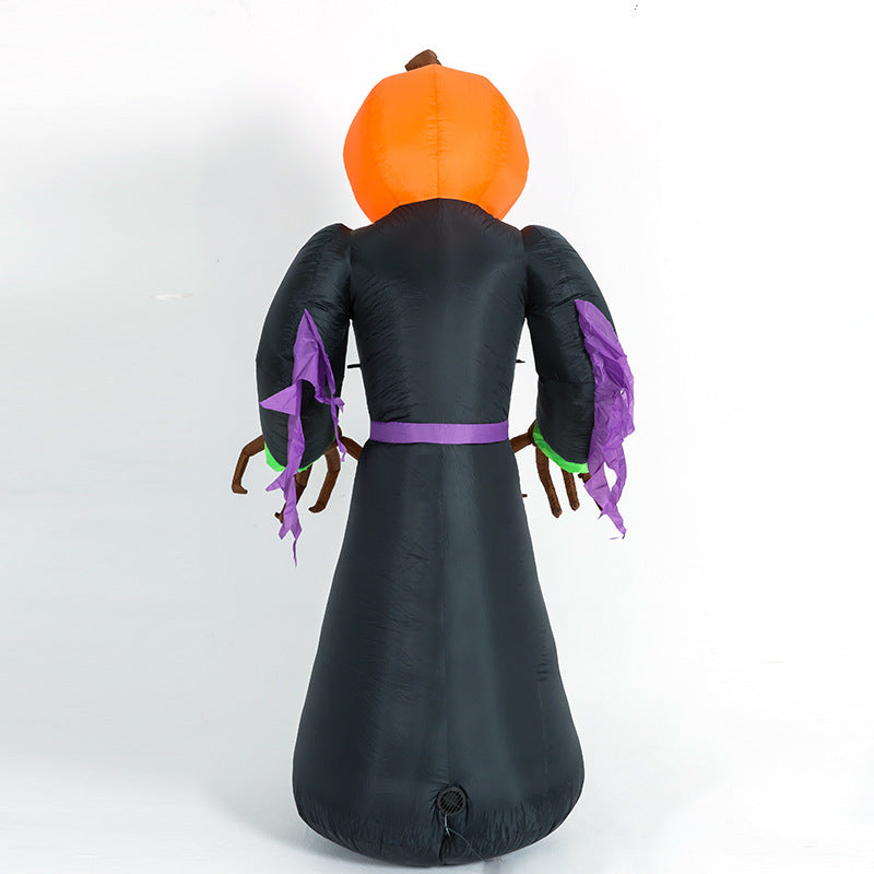 HKM-318035 7ft Inflatable Pumpkin Reaper Decoration with LED Lights for Halloween Yard Display