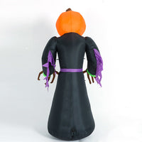 HKM-318035 7ft Inflatable Pumpkin Reaper Decoration with LED Lights for Halloween Yard Display