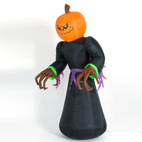 HKM-318035 7ft Inflatable Pumpkin Reaper Decoration with LED Lights for Halloween Yard Display