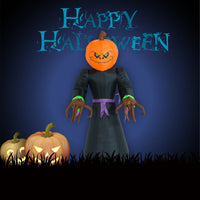 HKM-318035 7ft Inflatable Pumpkin Reaper Decoration with LED Lights for Halloween Yard Display