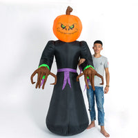 HKM-318035 7ft Inflatable Pumpkin Reaper Decoration with LED Lights for Halloween Yard Display