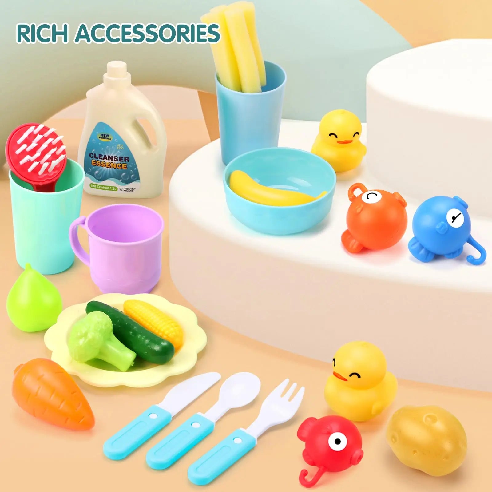 KTX-318099 Electric Kitchen Dishwasher Play Set for Kids - Fun Pretend Play Sink Toy