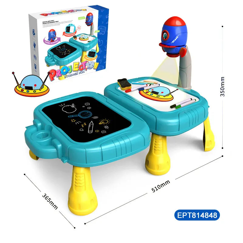HKM-318227 Educational Drawing and Writing Board Set with Projector for Kids Ages 5-7