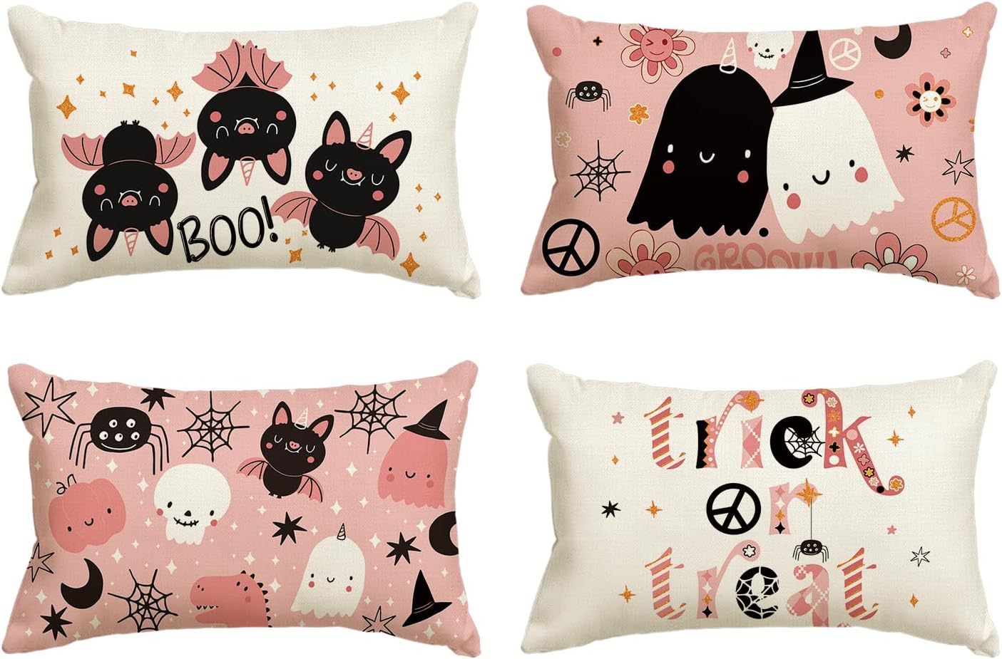 HKM-318227 Halloween Cartoon Pattern Printed Pillowcase for Home Decoration, 30x50cm, Single & Double-Sided Options
