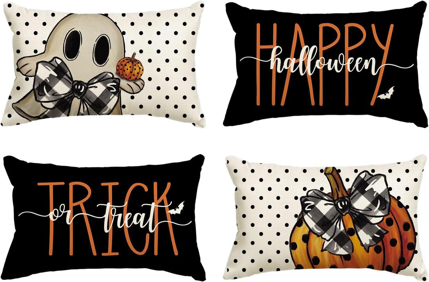 HKM-318227 Halloween Cartoon Pattern Printed Pillowcase for Home Decoration, 30x50cm, Single & Double-Sided Options