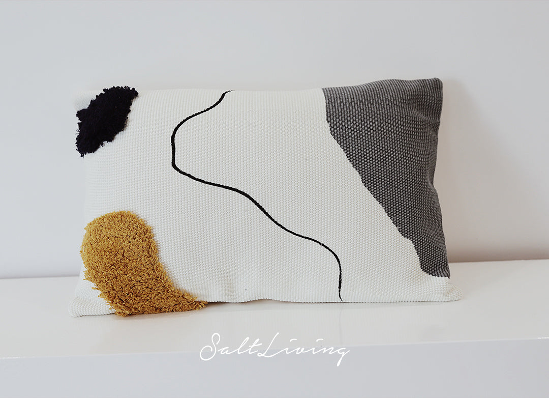 HKM-318355 Nordic Abstract Line Tufted Cushion Pillow - Cotton Down Filling, Square Design
