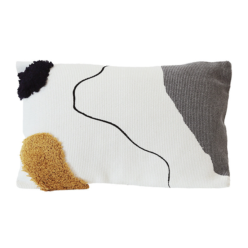 HKM-318355 Nordic Abstract Line Tufted Cushion Pillow - Cotton Down Filling, Square Design