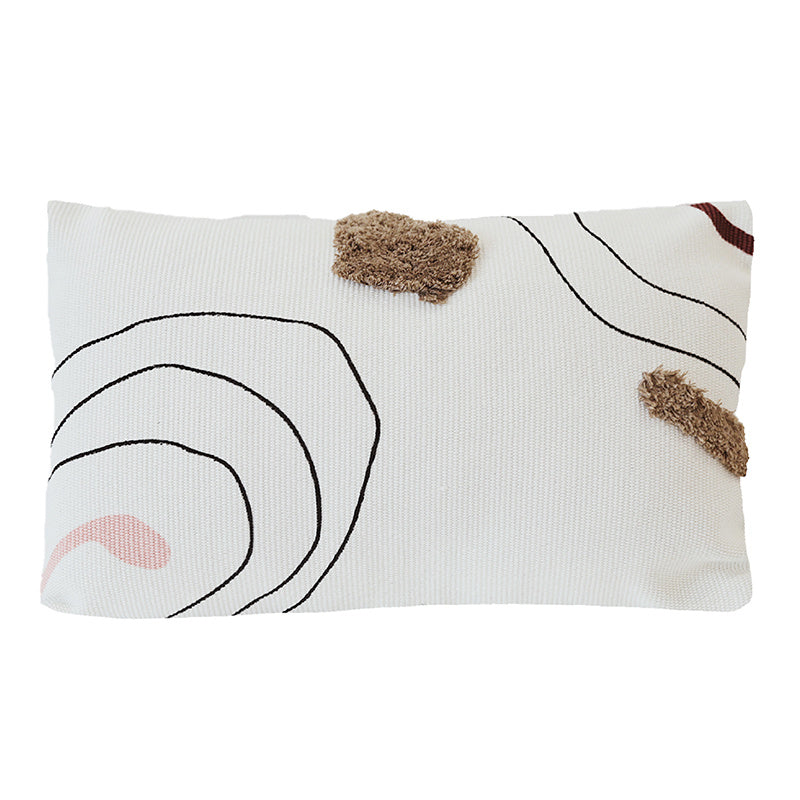 HKM-318355 Nordic Abstract Line Tufted Cushion Pillow - Cotton Down Filling, Square Design