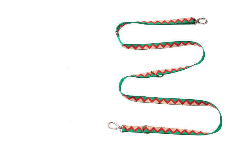 HKM-318419 Adjustable Rainbow Multifunctional Traction Rope, Nylon Material, Cross-Body and Double-Headed Design