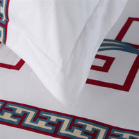 HKM-318419 Pure Cotton 4-Piece Bedding Set with Reactive Printing – Available in Red, Blue, and Yellow Cloud Patterns