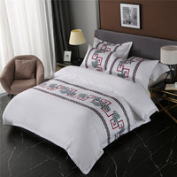 HKM-318419 Pure Cotton 4-Piece Bedding Set with Reactive Printing – Available in Red, Blue, and Yellow Cloud Patterns