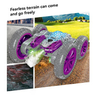 HKM-318419 Remote Control Double-Sided Butterfly Stunt Car with LED Light and Spray Function