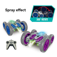 HKM-318419 Remote Control Double-Sided Butterfly Stunt Car with LED Light and Spray Function
