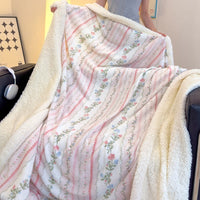 HKM-318419 Soft Milk Fiber Berber Fleece Blanket for Autumn & Winter - Multi-Functional Thermal Cover in Various Patterns and Sizes